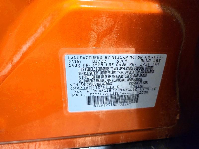 Продаж на аукціоні авто 2022 Nissan Kicks, vin: 3N1CP5CV1NL478647, номер лоту: 67701246