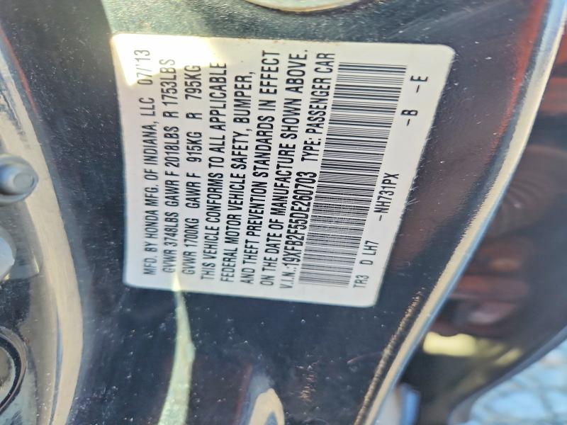 Aukcja sprzedaży 2013 Honda Civic, vin: 19XFB2F55DE260703, numer aukcji: 68375746