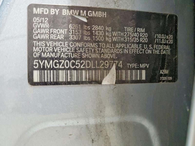 68831666 :رقم المزاد ، 5YMGZ0C52DLL29774 vin ، 2013 Bmw X6 مزاد بيع