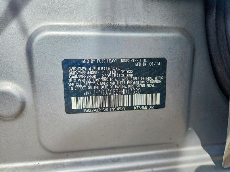 Продаж на аукціоні авто 2014 Subaru Impreza, vin: JF1GJAC62EH017320, номер лоту: 67634756