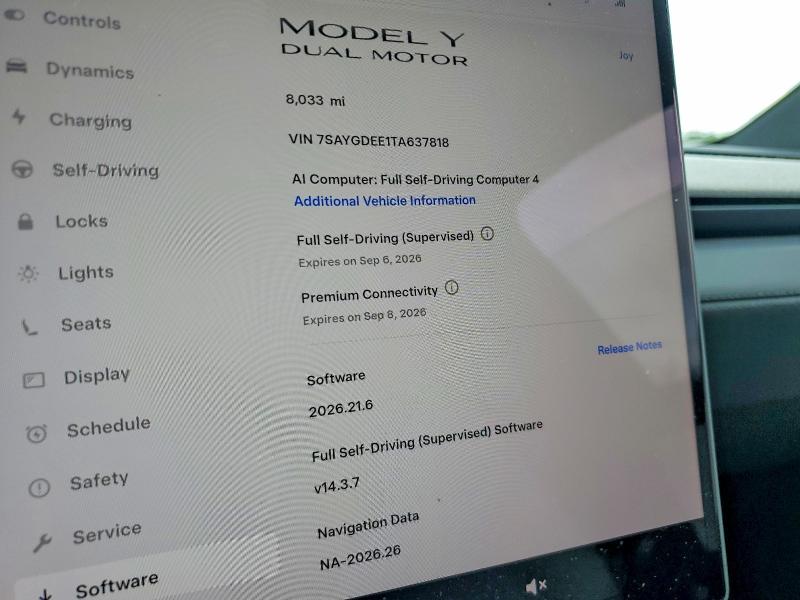 Продажа на аукционе авто 2026 Tesla Model Y, vin: 7SAYGDEE1TA637818, номер лота: 67157286