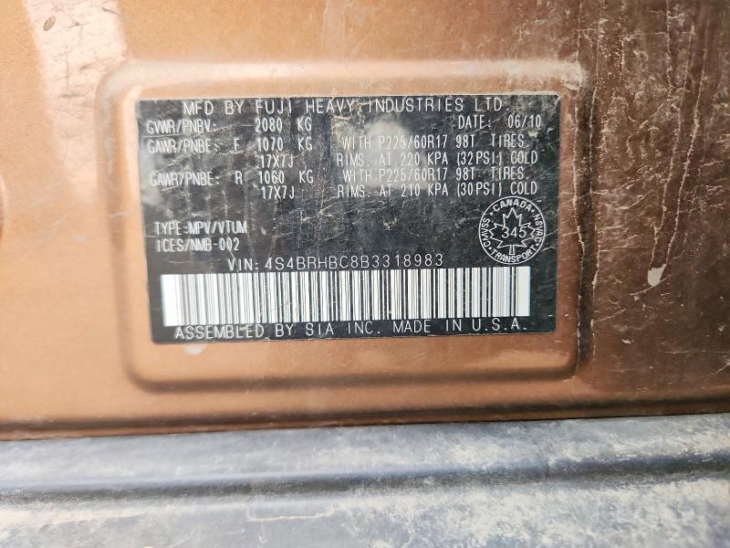 Aukcja sprzedaży 2011 Subaru Outback, vin: 4S4BRHBC8B3318983, numer aukcji: 69879836