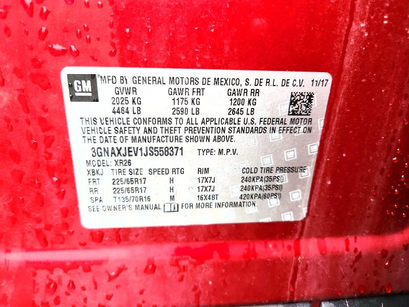 Продажа на аукционе авто 2018 Chevrolet Equinox, vin: 3GNAXJEV1JS558371, номер лота: 67826826