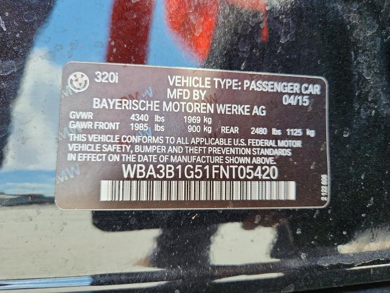 Aukcja sprzedaży 2015 Bmw 320, vin: WBA3B1G51FNT05420, numer aukcji: 67919856