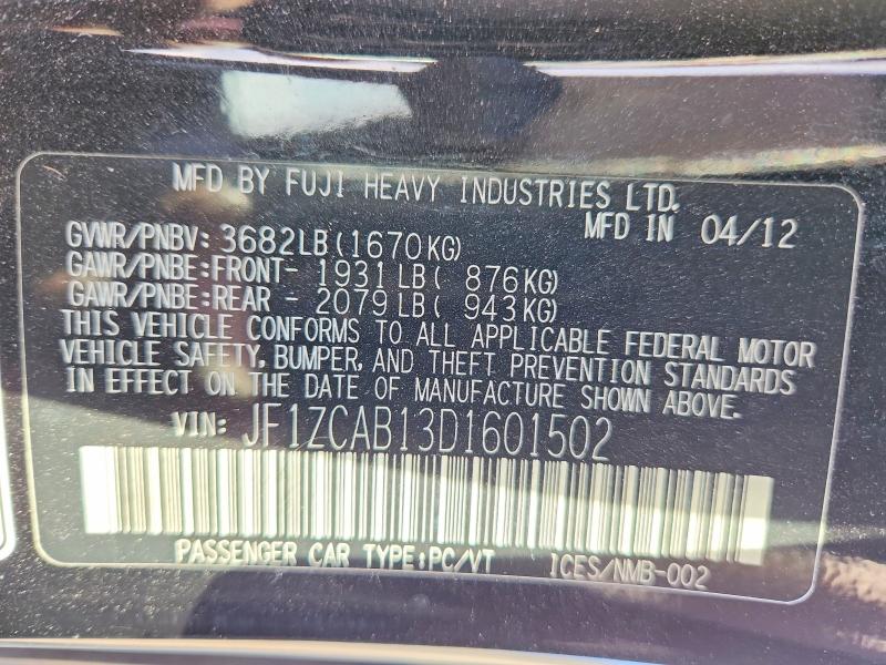 67494416 :رقم المزاد ، JF1ZCAB13D1601502 vin ، 2013 Subaru Brz مزاد بيع