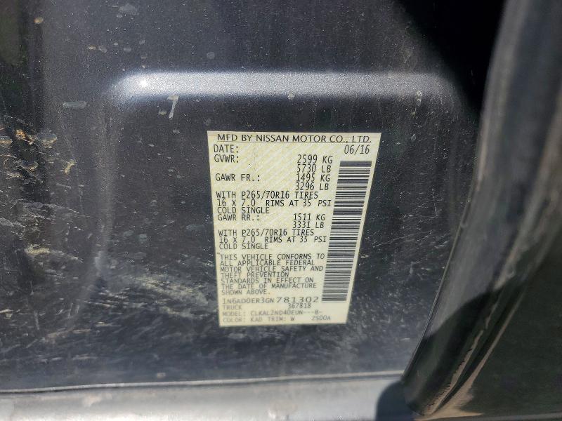 2016 Nissan Frontier მანქანა იყიდება აუქციონზე, vin: 1N6AD0ER3GN781302, აუქციონის ნომერი: 67812316