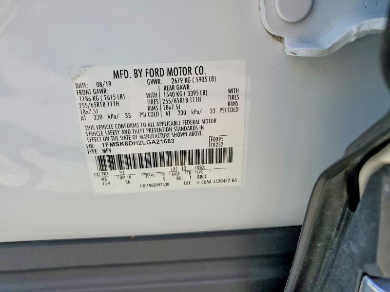 71050806 :رقم المزاد ، 1FMSK8DH2LGA21683 vin ، 2020 Ford Explorer مزاد بيع