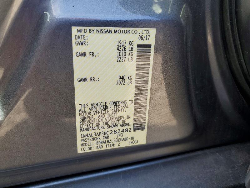 2017 Nissan Altima მანქანა იყიდება აუქციონზე, vin: 1N4AL3AP3HC282482, აუქციონის ნომერი: 69755336