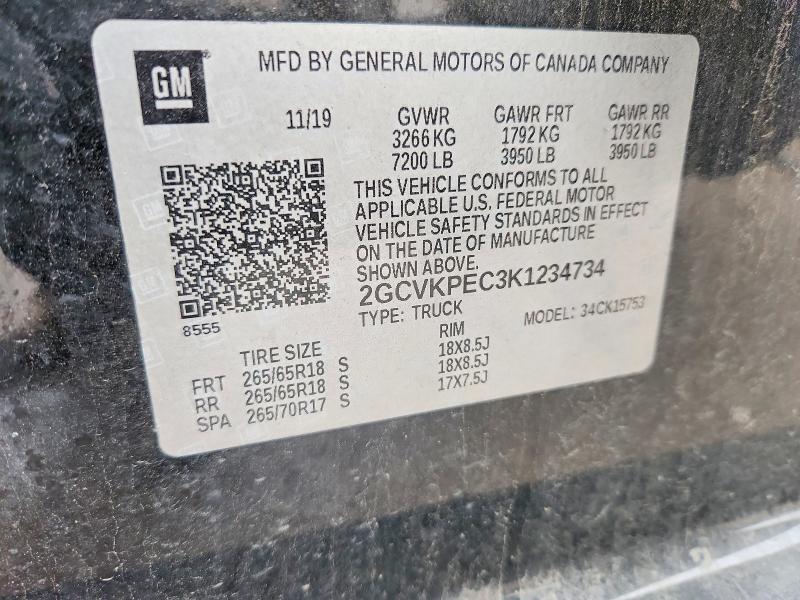 Aukcja sprzedaży 2019 Chevrolet Silverado Ld, vin: 2GCVKPEC3K1234734, numer aukcji: 68145156