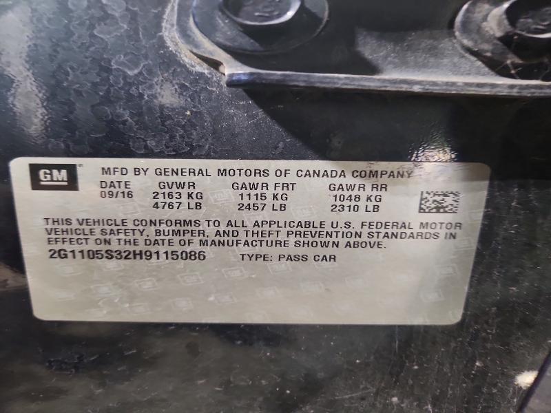 Продаж на аукціоні авто 2017 Chevrolet Impala, vin: 2G1105S32H9115086, номер лоту: 70497636