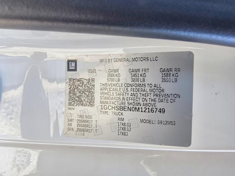 Aukcja sprzedaży 2021 Chevrolet Colorado, vin: 1GCHSBEN0M1216749, numer aukcji: 69384916
