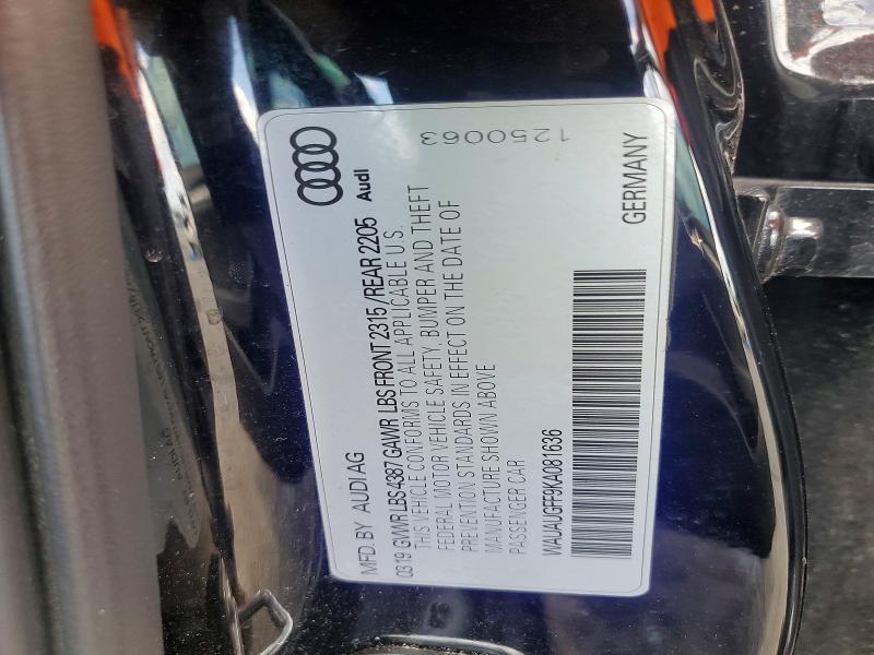 Продажа на аукционе авто 2019 Audi A3, vin: WAUAUGFF9KA081636, номер лота: 69094616