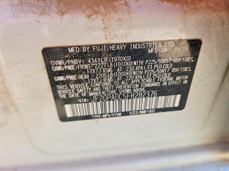 Aukcja sprzedaży 2015 Subaru Xv Crosstrek, vin: JF2GPADC5FH282376        , numer aukcji: 68789066