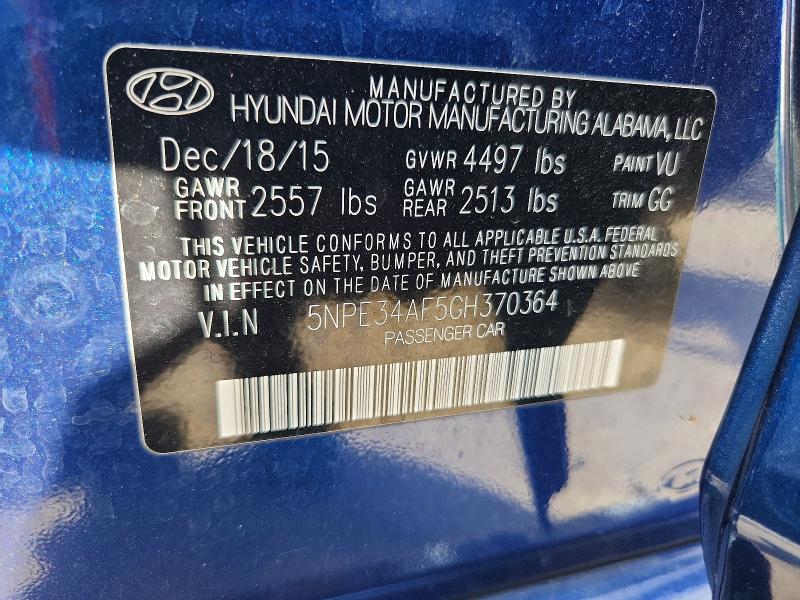 2016 Hyundai Sonata მანქანა იყიდება აუქციონზე, vin: 5NPE34AF5GH370364, აუქციონის ნომერი: 71085716