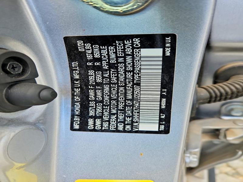 Aukcja sprzedaży 2020 Honda Civic, vin: SHHFK7H47LU225007, numer aukcji: 68030366