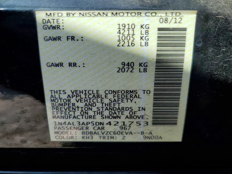 69740616 :رقم المزاد ، 1N4AL3AP5DN421753 vin ، 2013 Nissan Altima مزاد بيع
