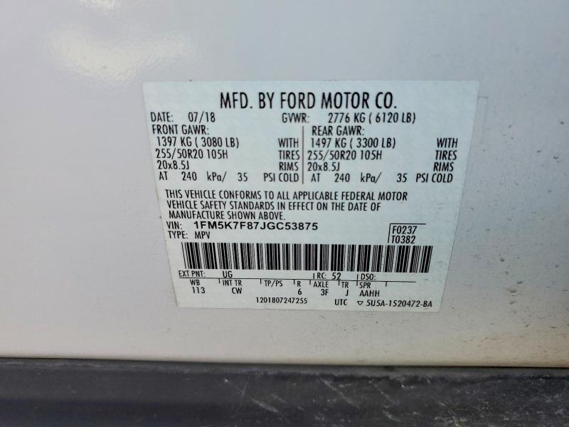 Продажа на аукционе авто 2018 Ford Explorer, vin: 1FM5K7F87JGC53875, номер лота: 71088666