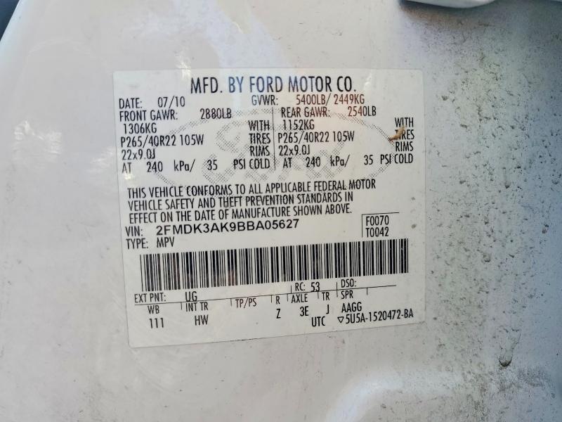 Продаж на аукціоні авто 2011 Ford Edge, vin: 2FMDK3AK9BBA05627, номер лоту: 69411896