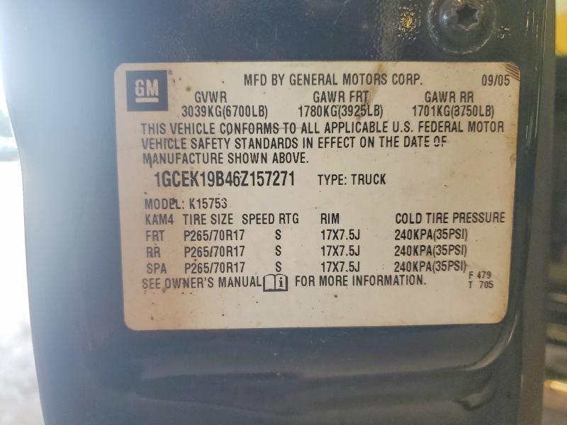 Auction sale of the 2006 Chevrolet Silverado, vin: 1GCEK19B46Z157271, lot number: 68229796