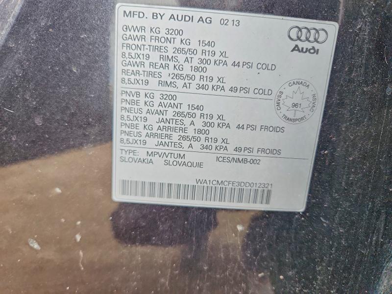 2013 Audi Q7 მანქანა იყიდება აუქციონზე, vin: WA1CMCFE3DD012321, აუქციონის ნომერი: 64264296