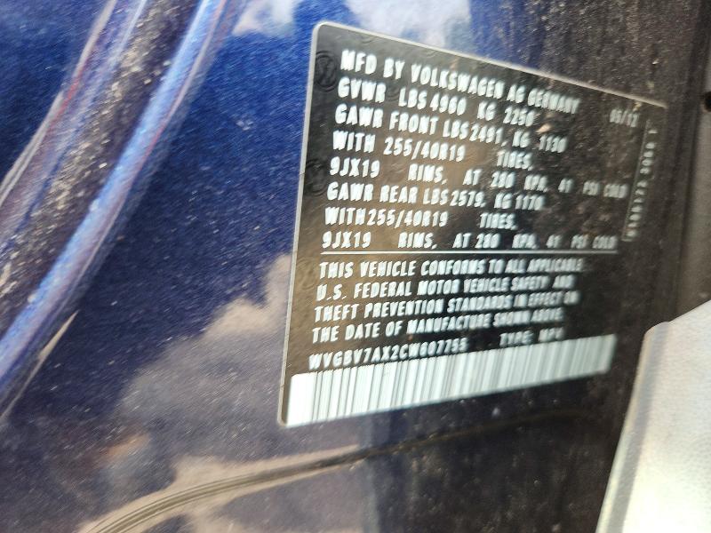67330486 :رقم المزاد ، WVGBV7AX2CW607755 vin ، 2012 Volkswagen Tiguan مزاد بيع