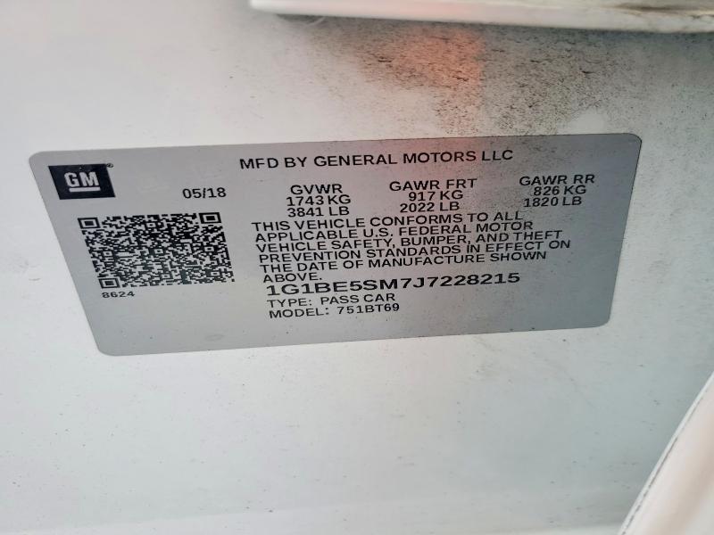 Aukcja sprzedaży 2018 Chevrolet Cruze, vin: 1G1BE5SM7J7228215, numer aukcji: 70693936
