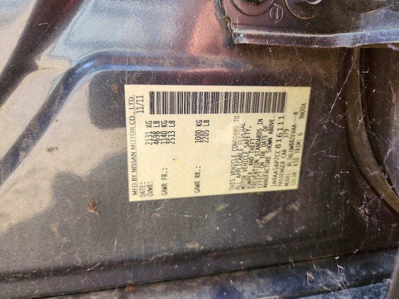 67192126 :رقم المزاد ، 1N4AA5AP7CC816111 vin ، 2012 Nissan Maxima مزاد بيع