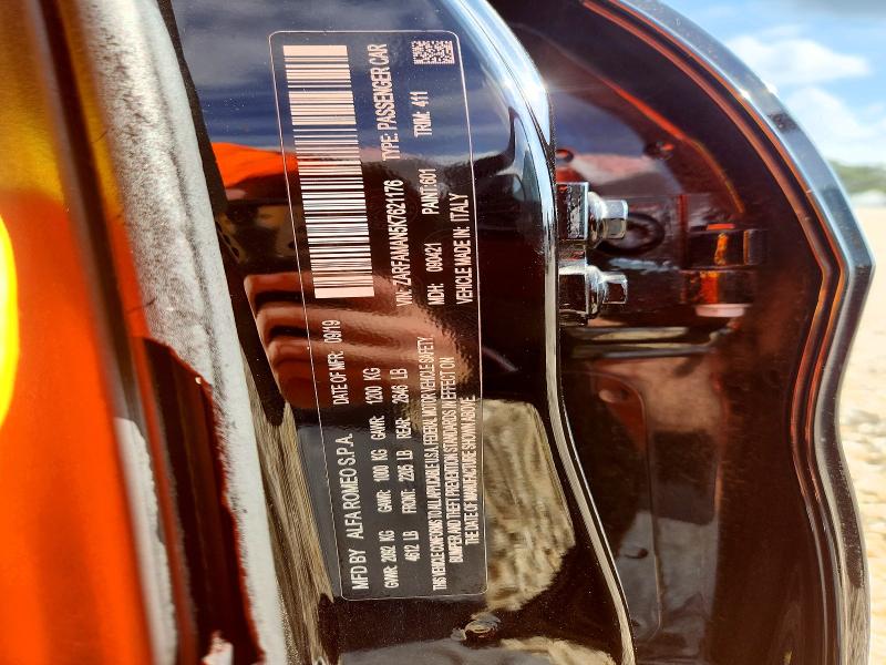 70189796 :رقم المزاد ، ZARFAMAN5K7621176 vin ، 2019 Alfa Romeo Giulia مزاد بيع