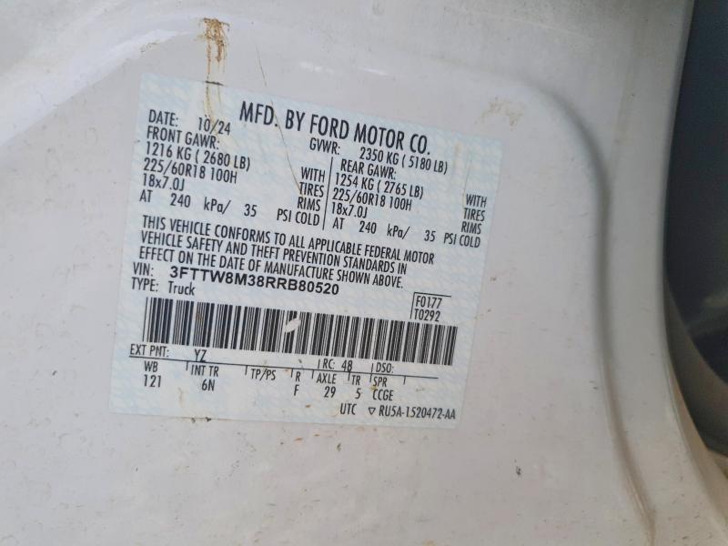 Продажа на аукционе авто 2024 Ford Maverick, vin: 3FTTW8M38RRB80520, номер лота: 60876526
