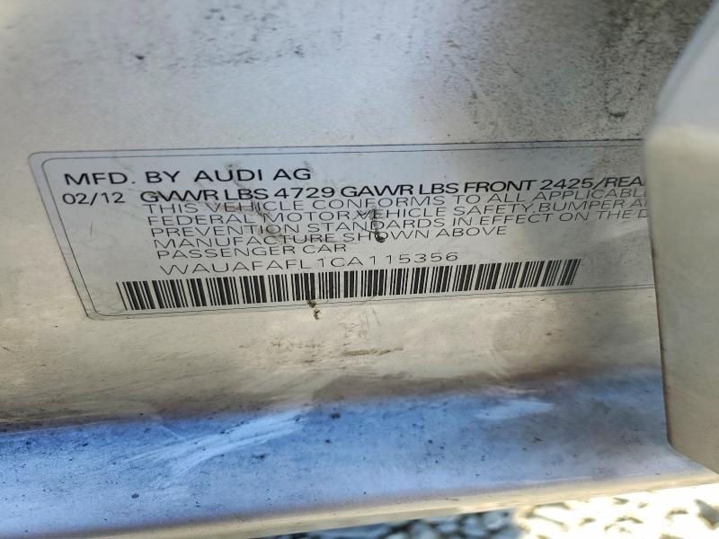 2012 Audi A4 მანქანა იყიდება აუქციონზე, vin: WAUAFAFL1CA115356, აუქციონის ნომერი: 67925286