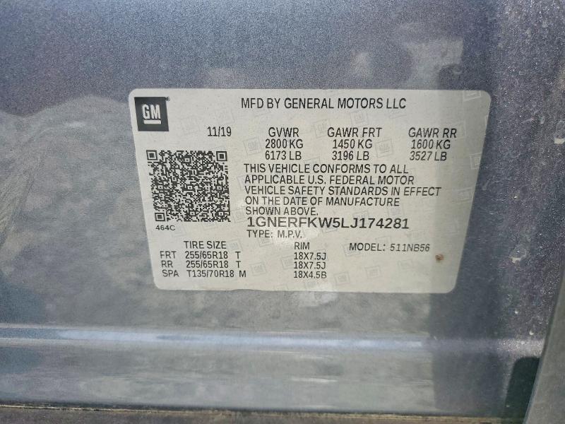 68735446 :رقم المزاد ، 1GNERFKW5LJ174281         vin ، 2020 Chevrolet Traverse مزاد بيع