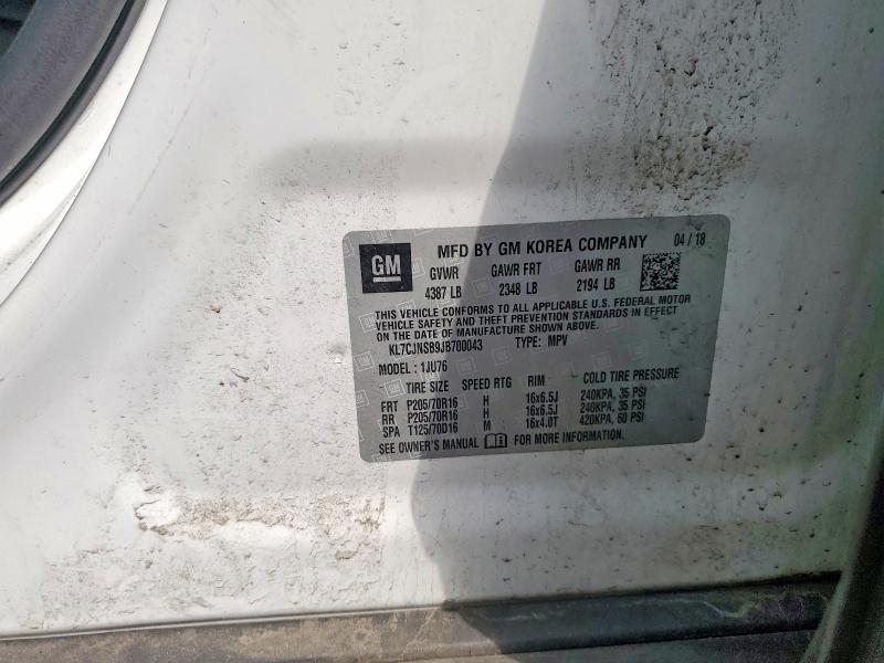 Продаж на аукціоні авто 2018 Chevrolet Trax, vin: KL7CJNSB9JB700043, номер лоту: 66969366