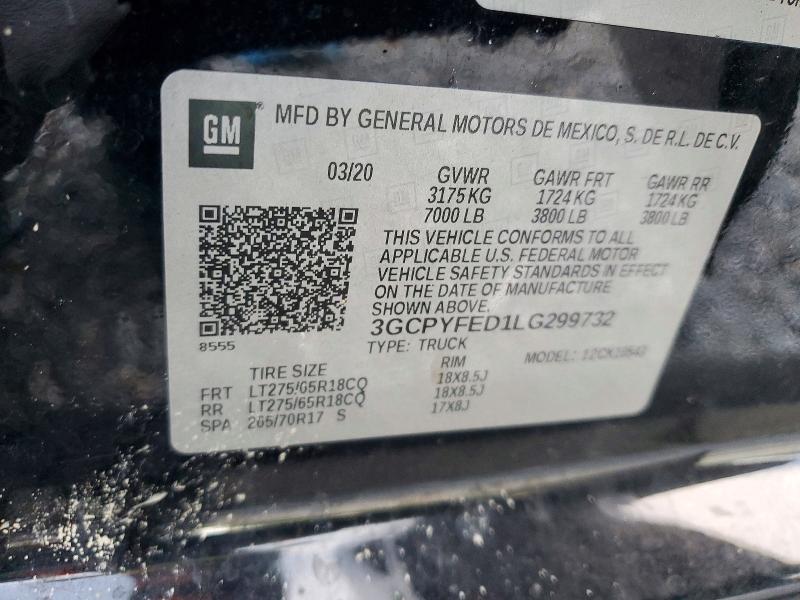 69119576 :رقم المزاد ، 3GCPYFED1LG299732 vin ، 2020 Chevrolet Silverado مزاد بيع