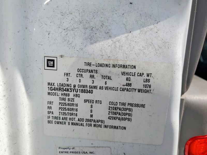 Auction sale of the 2000 Buick Lesabre, vin: 1G4HR54K5YU188340, lot number: 66859856