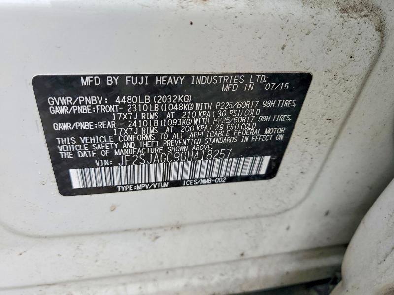 Продажа на аукционе авто 2016 Subaru Forester, vin: JF2SJAGC9GH418257, номер лота: 69761736