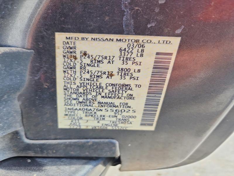 Продажа на аукционе авто 2006 Nissan Titan, vin: 1N6AA06A76N556025, номер лота: 67013786