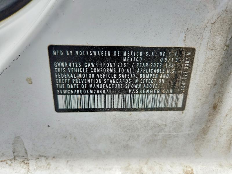 69444056 :رقم المزاد ، 3VWC57BU0KM264971 vin ، 2019 Volkswagen Jetta مزاد بيع