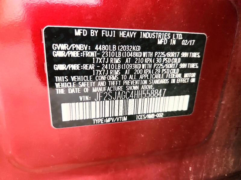 67332906 :رقم المزاد ، JF2SJAGC4HH558847 vin ، 2017 Subaru Forester مزاد بيع