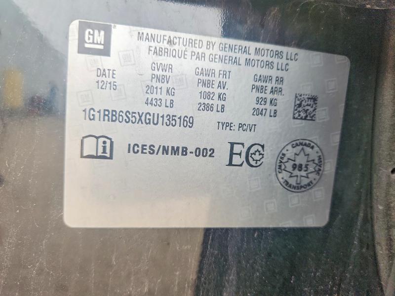 Aukcja sprzedaży 2016 Chevrolet Volt, vin: 1G1RB6S5XGU135169, numer aukcji: 70982086