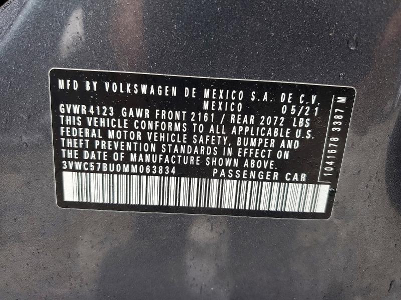70665776 :رقم المزاد ، 3VWC57BU0MM063834 vin ، 2021 Volkswagen Jetta مزاد بيع