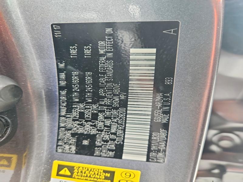 2018 Toyota Highlander მანქანა იყიდება აუქციონზე, vin: 5TDJZRFH2JS528200, აუქციონის ნომერი: 70524006