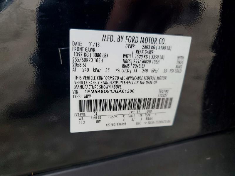 Продаж на аукціоні авто 2018 Ford Explorer, vin: 1FM5K8D81JGA61280, номер лоту: 69768856