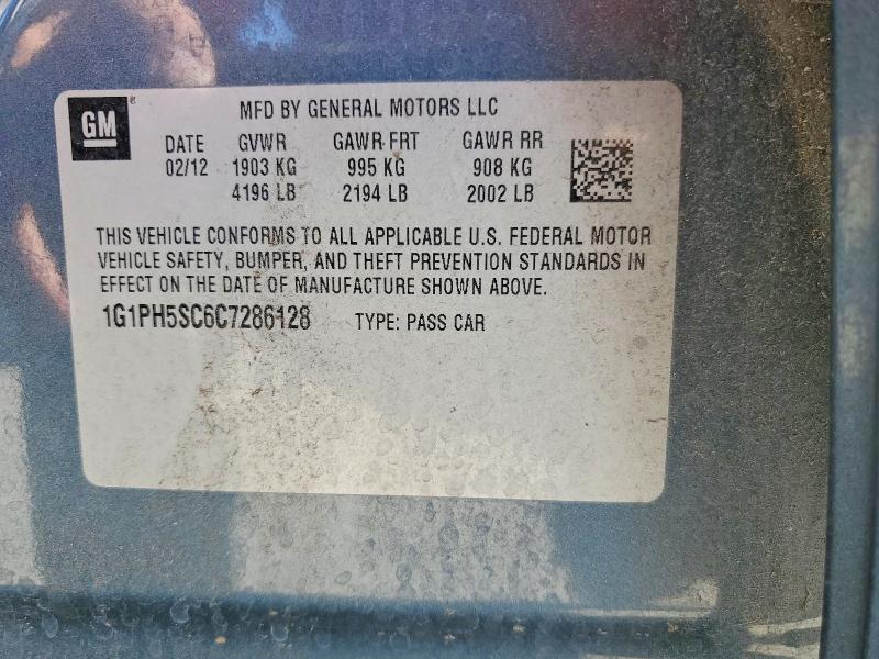 Auction sale of the 2012 Chevrolet Cruze, vin: 1G1PH5SC6C7286128        , lot number: 66135396