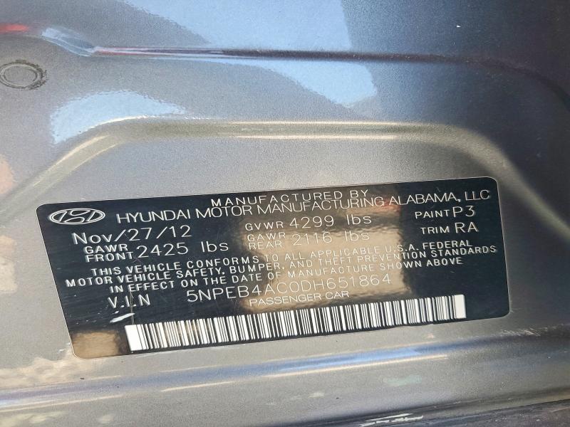 Продажа на аукционе авто 2013 Hyundai Sonata, vin: 5NPEB4AC0DH651864, номер лота: 66458766