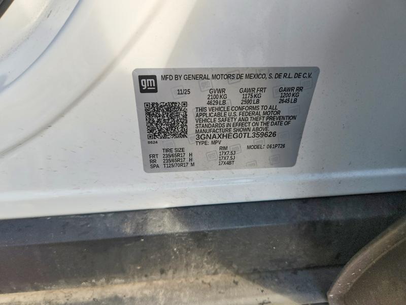 Aukcja sprzedaży 2026 Chevrolet Equinox, vin: 3GNAXHEG0TL359626, numer aukcji: 67251276