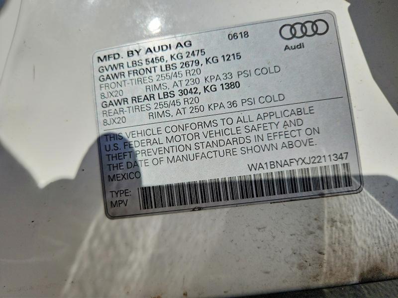 Продажа на аукционе авто 2018 Audi Q5, vin: WA1BNAFYXJ2211347, номер лота: 68568886