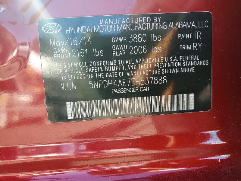 Продаж на аукціоні авто 2014 Hyundai Elantra, vin: 5NPDH4AE7EH537888, номер лоту: 68505686
