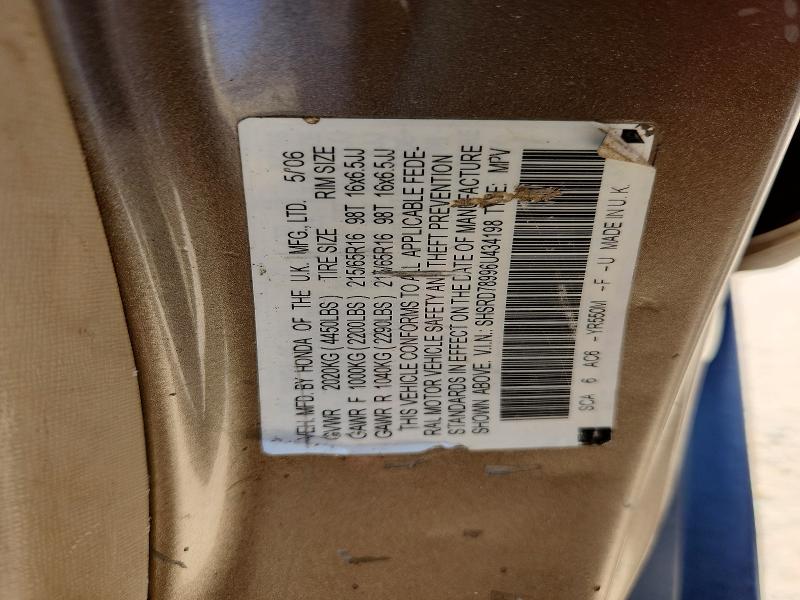 Aukcja sprzedaży 2006 Honda Cr-v, vin: SHSRD78996U434198, numer aukcji: 70685836