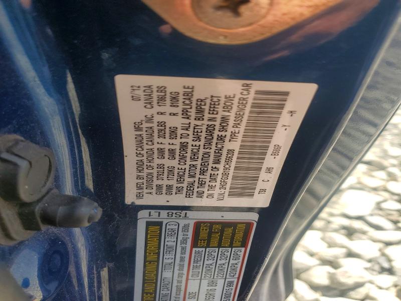 Продажа на аукционе авто 2012 Honda Civic, vin: 2HGFG3B19CH556208, номер лота: 68010636