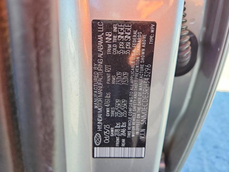 Aukcja sprzedaży 2024 Hyundai Tucson, vin: 5NMJECDE3RH343296, numer aukcji: 68192446